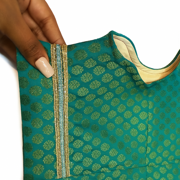 Pawsindia Traditional Royal Brocade Kurta for Cats (Aqua Green)