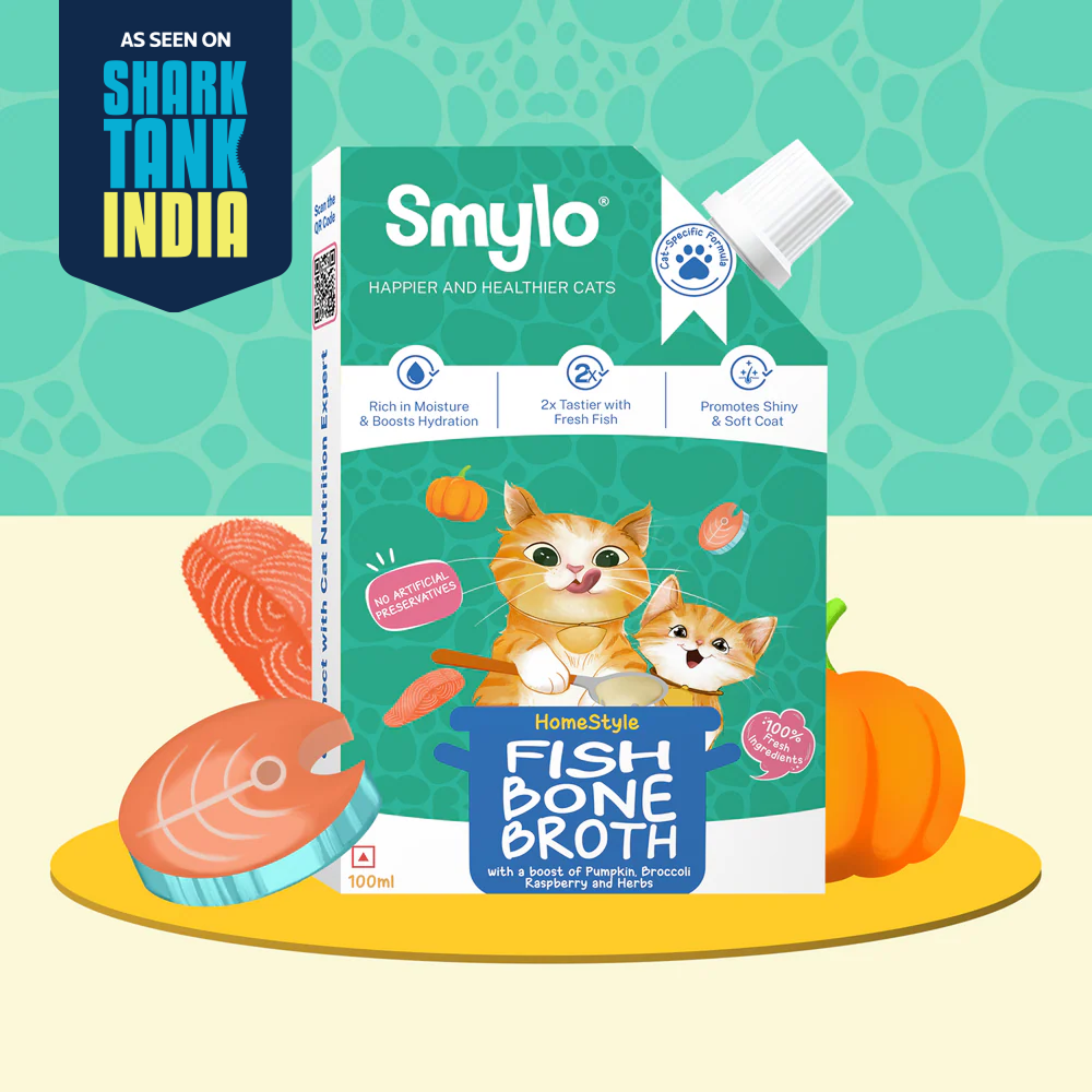 Smylo Hydration Rich Fish with Pumpkin, Broccoli and Raspberry Bone Broth for Cats