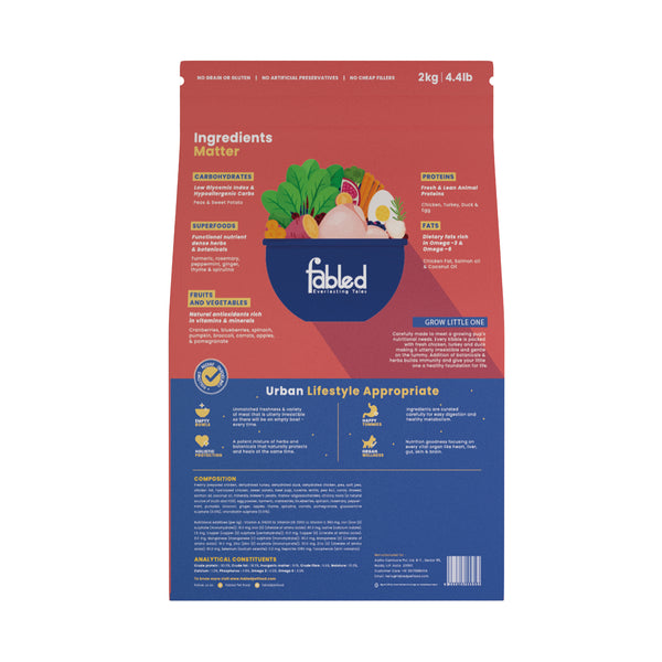 Fabled Grow Little One Fresh Chicken Turkey & Duck Small Medium Dog Dry Food