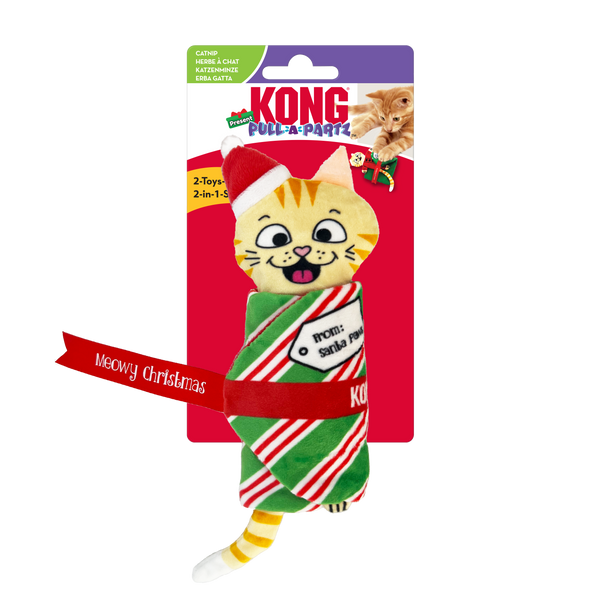 Kong Pull A Partz Present Toy for Cats (Red & Yellow)