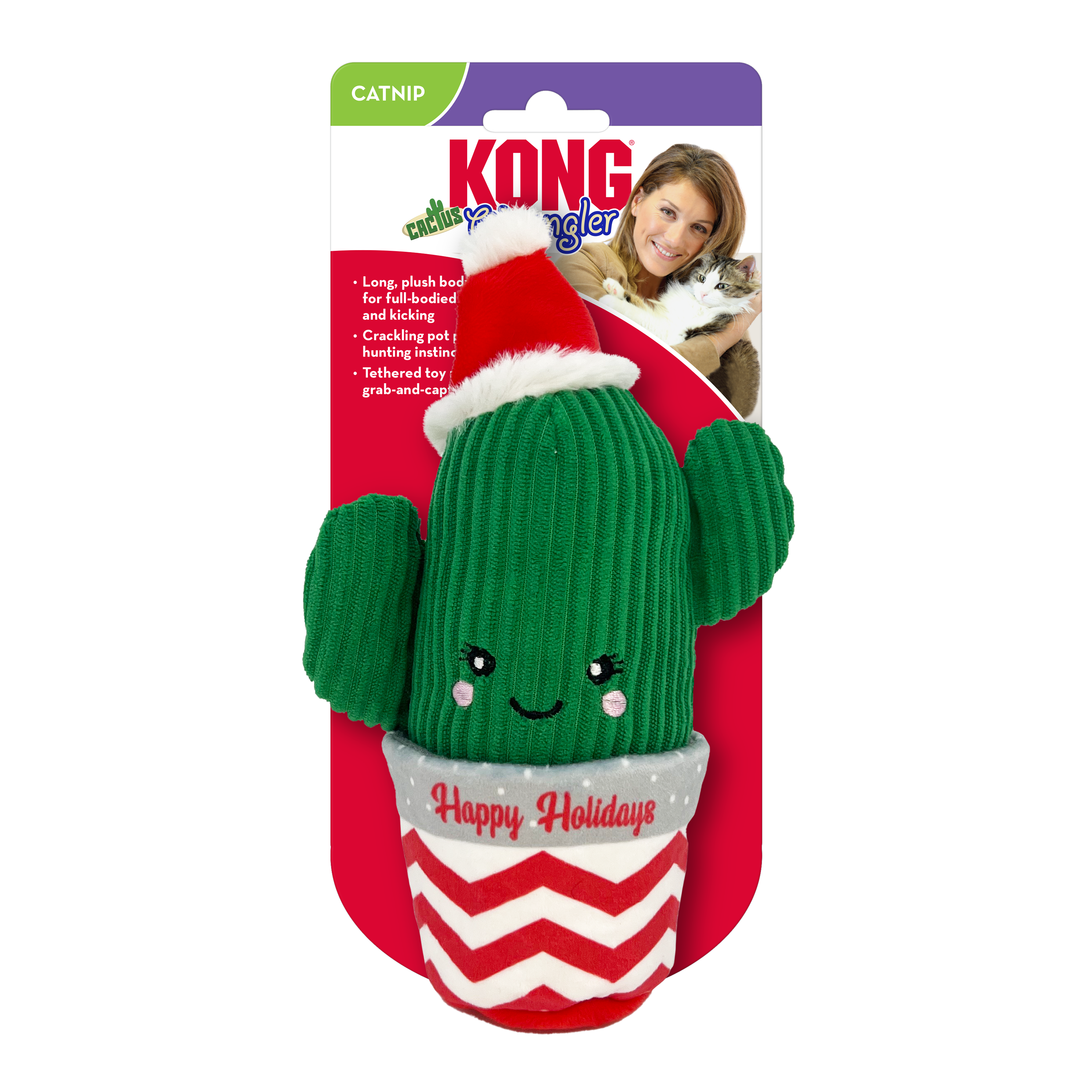 Kong Wrangler Cactus Toy for Cats (Green and Red) Cats-Toys Kong
