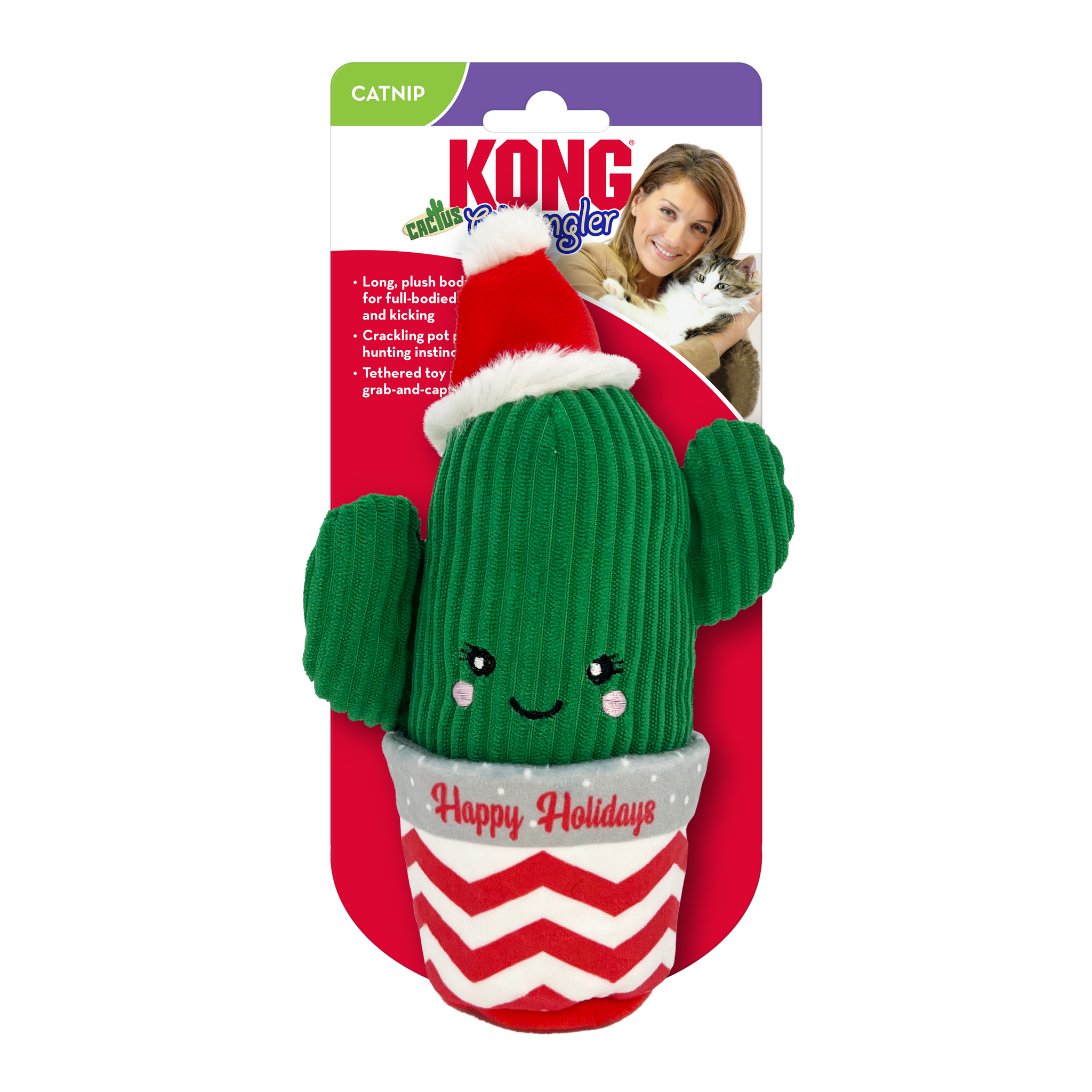 Kong Wrangler Cactus Toy for Cats (Green and Red) Cats-Toys Kong