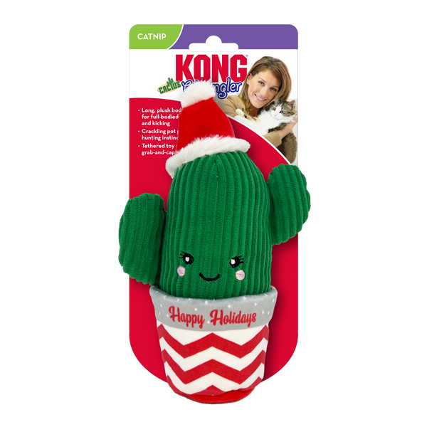 Kong Wrangler Cactus Toy for Cats (Green and Red)