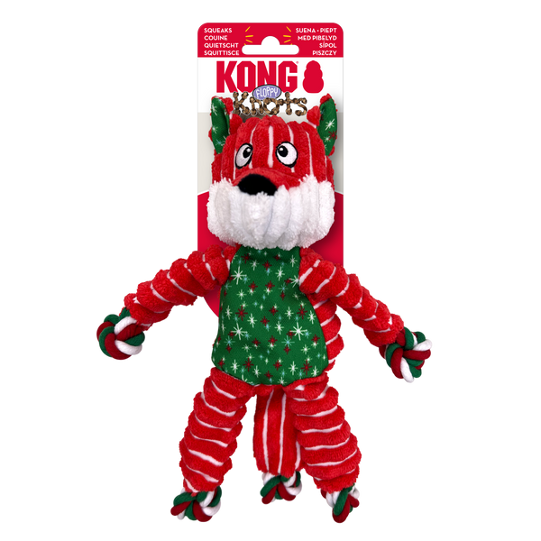 Kong Floppy Knots Fox Toy for Dogs (Red & Green)