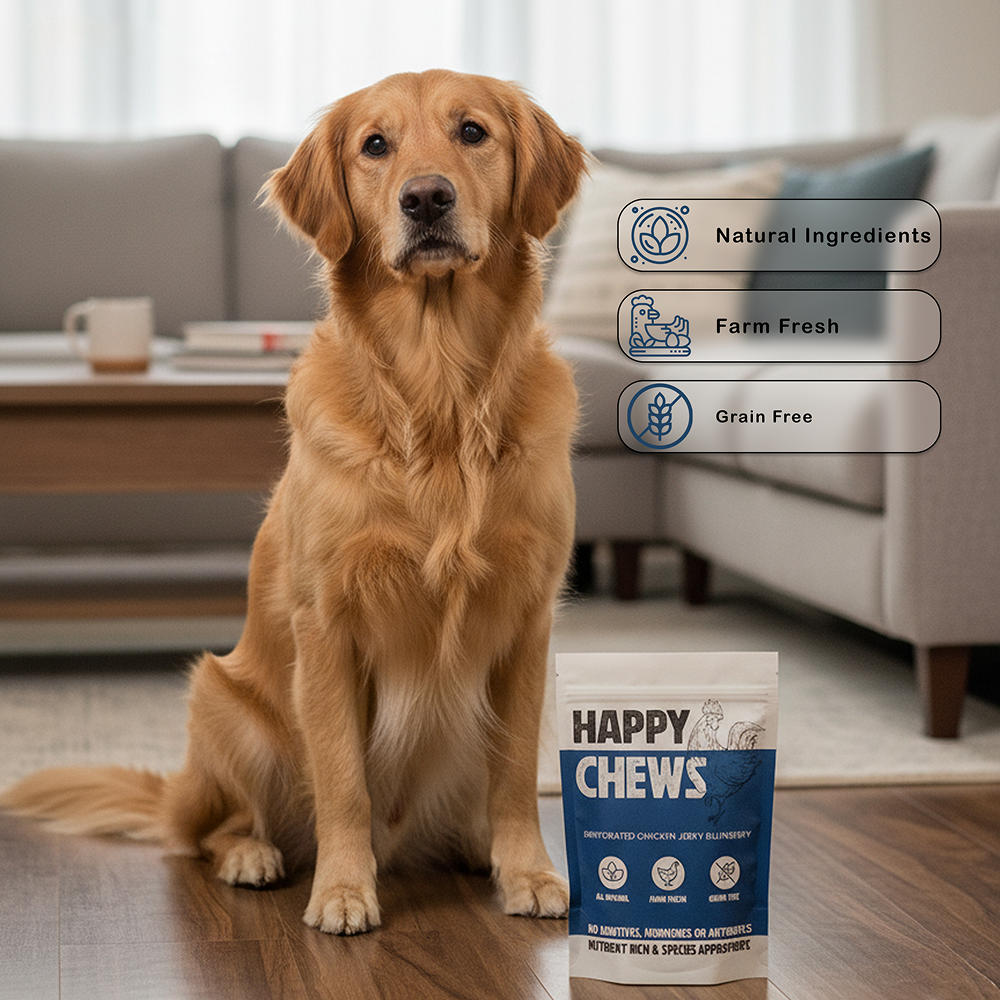 Nootie Happy Chew Dehydrated Blueberry Flavoured Chicken Jerky Dog Treat Dog Treats + Others Nootie