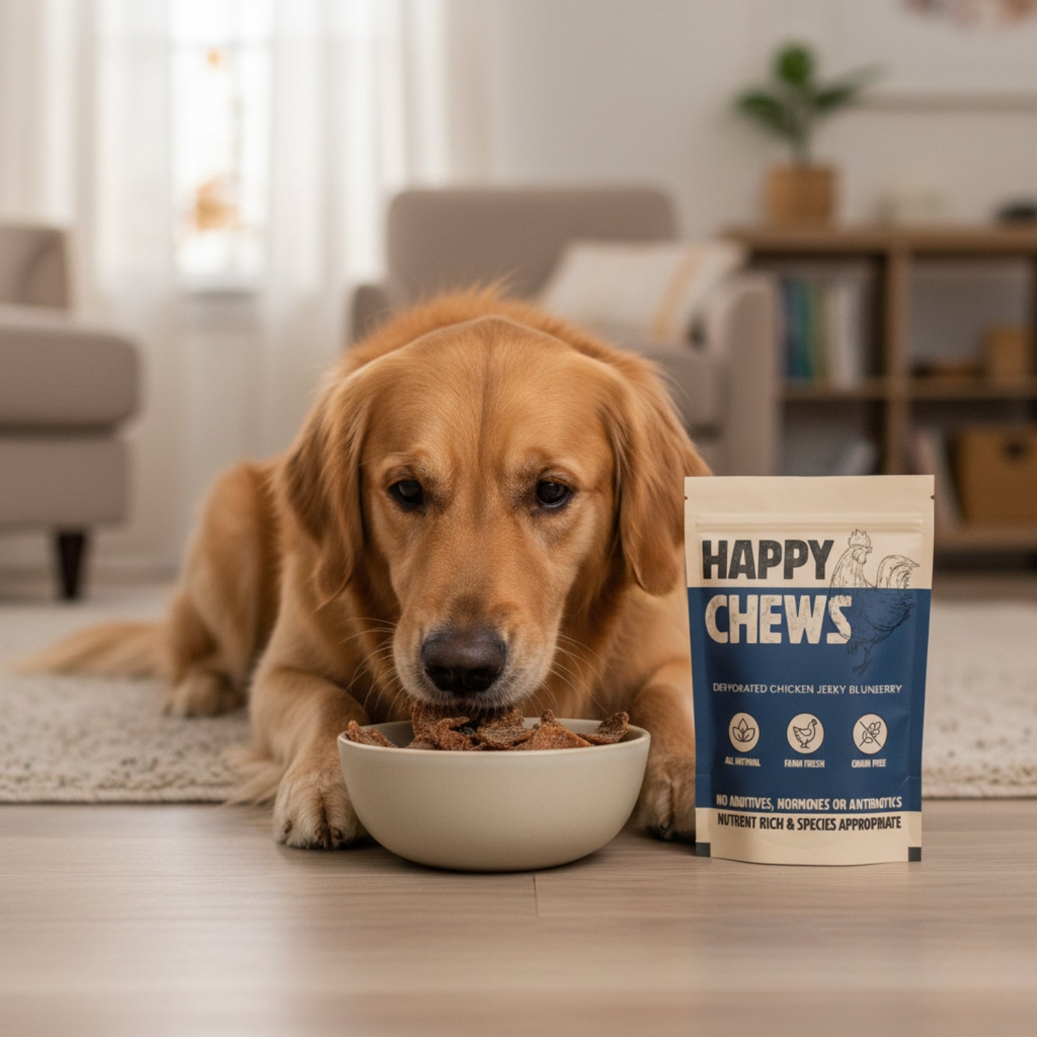 Nootie Happy Chew Dehydrated Blueberry Flavoured Chicken Jerky Dog Treat Dog Treats + Others Nootie