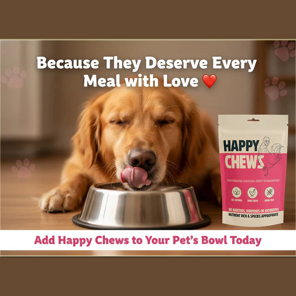 Nootie Happy Chew Dehydrated Strawberry Flavoured Chicken Jerky Dog Treat Dog Treats + Others Nootie