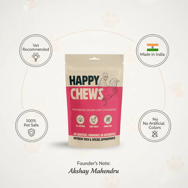 Nootie Happy Chew Dehydrated Strawberry Flavoured Chicken Jerky Dog Treat
