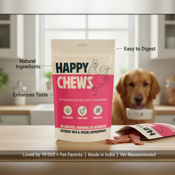 Nootie Happy Chew Dehydrated Strawberry Flavoured Chicken Jerky Dog Treat