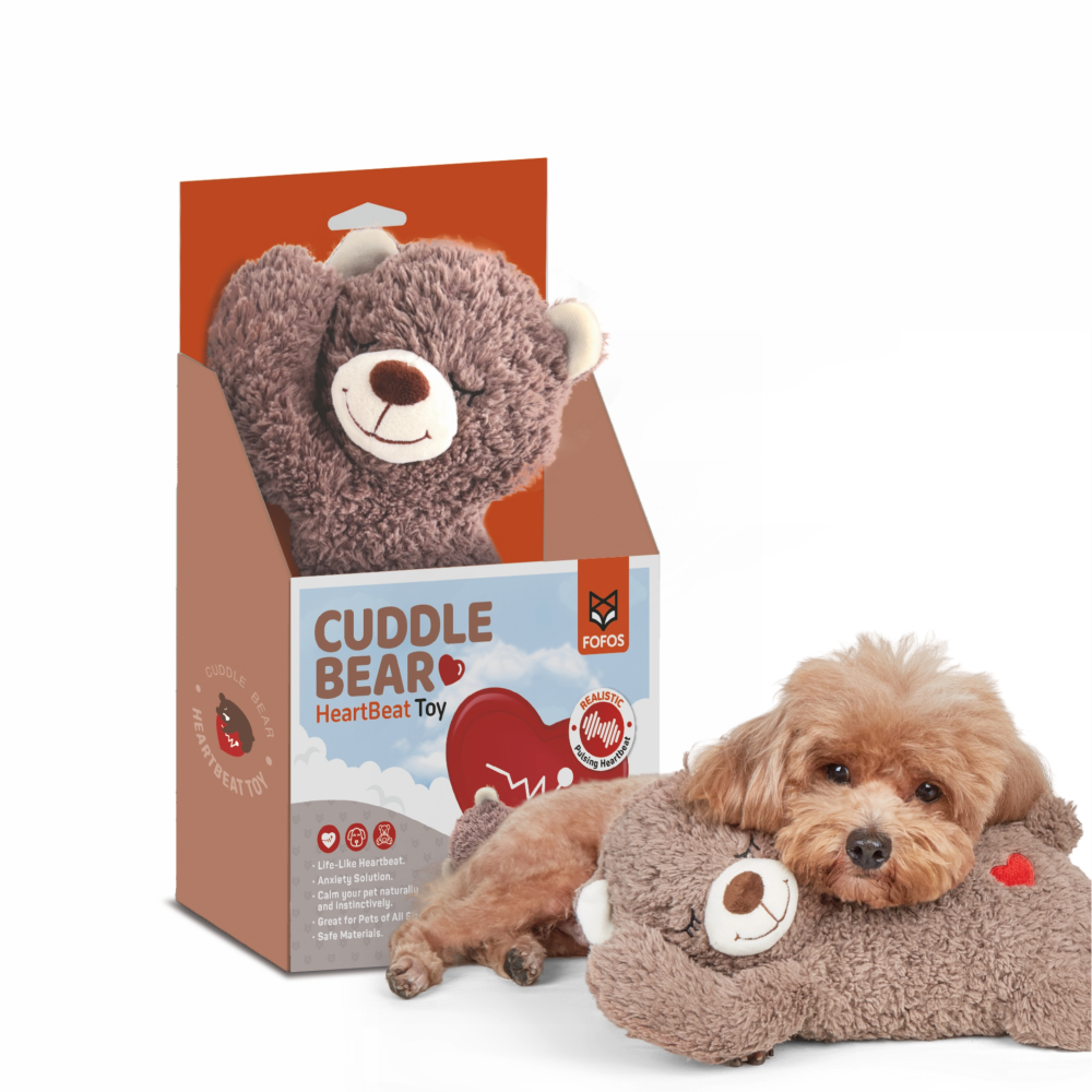 Barkbutler x Fofos Cuddle Bear Heart Beat Toy for Dogs | For Medium Chewers (Brown) Dogs-Toys Barkbutler 27x13.5cm