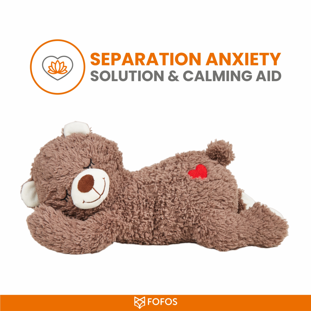 Barkbutler x Fofos Cuddle Bear Heart Beat Toy for Dogs | For Medium Chewers (Brown) Dogs-Toys Barkbutler