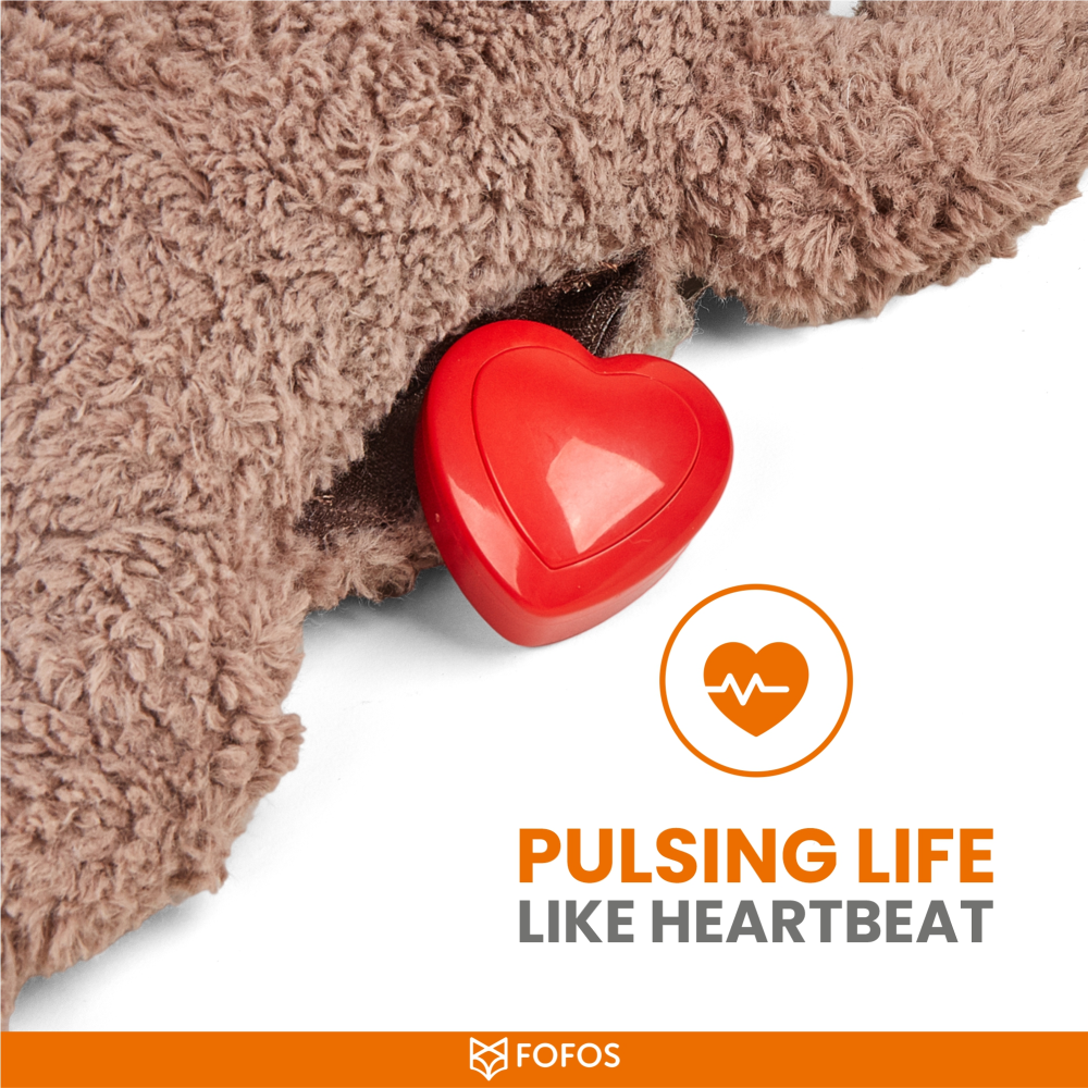 Barkbutler x Fofos Cuddle Bear Heart Beat Toy for Dogs | For Medium Chewers (Brown) Dogs-Toys Barkbutler