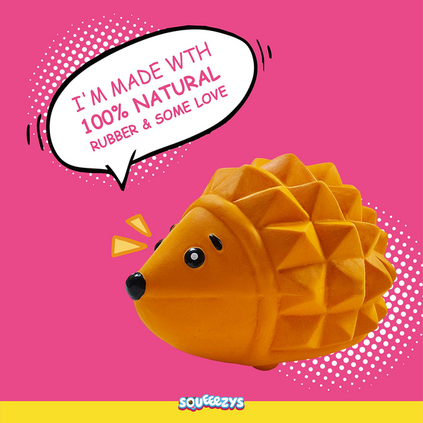 Squeeezys Latex Hedgehog Squeaky Chew Toy for Dogs (Orange)