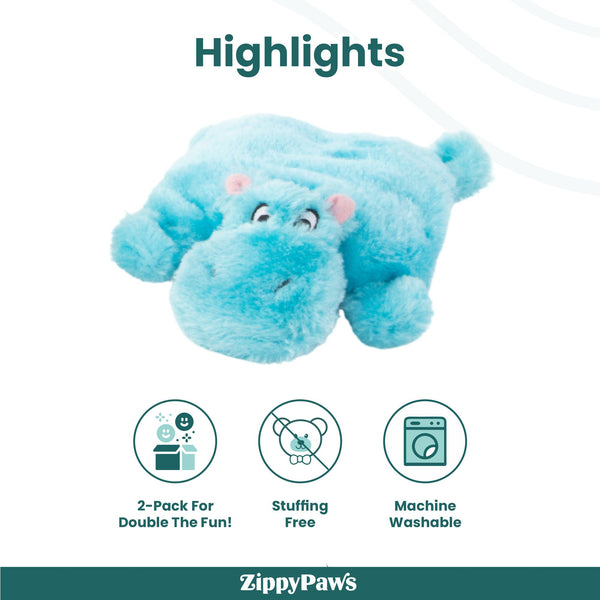 Zippy Paws Squeakie Pads Hippo & Aligator Plush Toy for Dogs