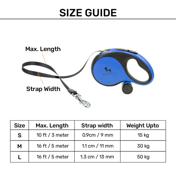 HUFT Retractable Leash With Poop Bag Dispenser for Dogs (Blue)