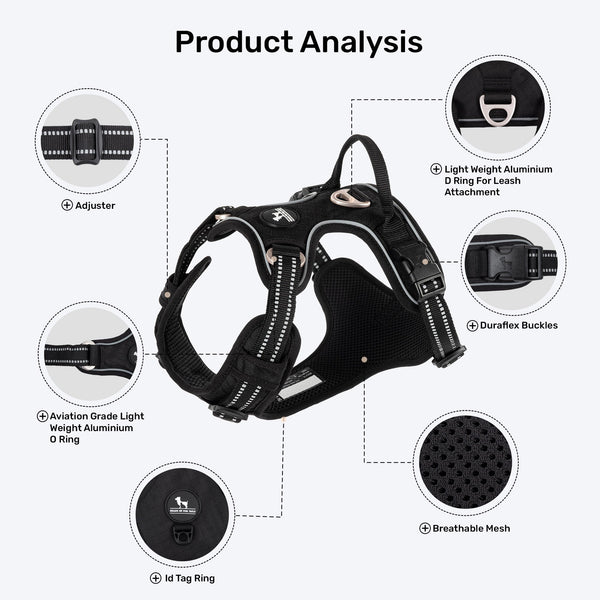 HUFT Xplorers Harness for Dogs (Black)