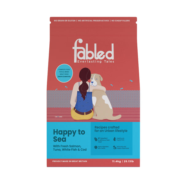 Fabled Happy to Sea Fresh Salmon Tuna White Fish and Cod Adult Dog Dry Food