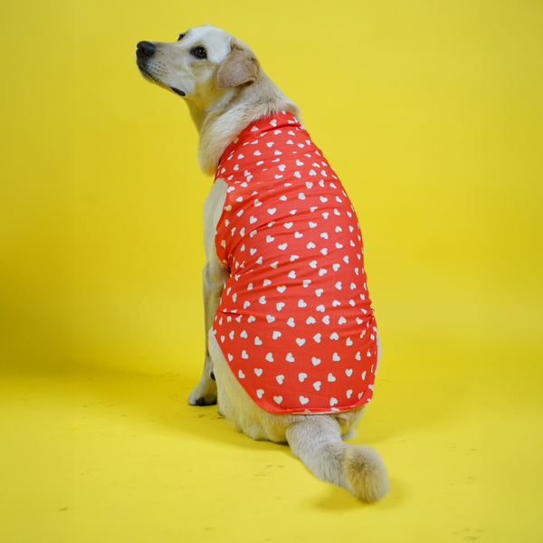 Skatrs All Hearts Printed Shirt for Dogs and Cats (Red)