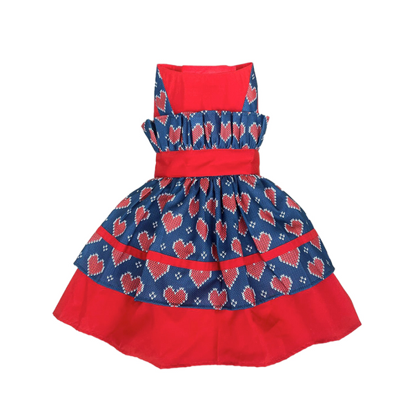 Dogobow Hearty Dress for Cats and Dogs (Blue/Red)