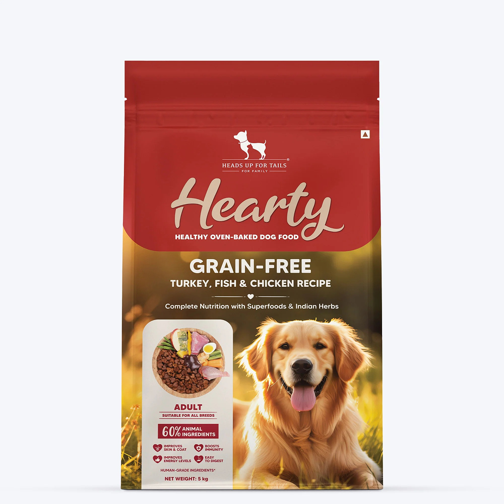 HUFT Hearty Oven Baked Grain Free Turkey, Fish & Chicken with Superfood Adult Dog Dry Food Dogs- Dry Food Heads Up for Tails 5kg