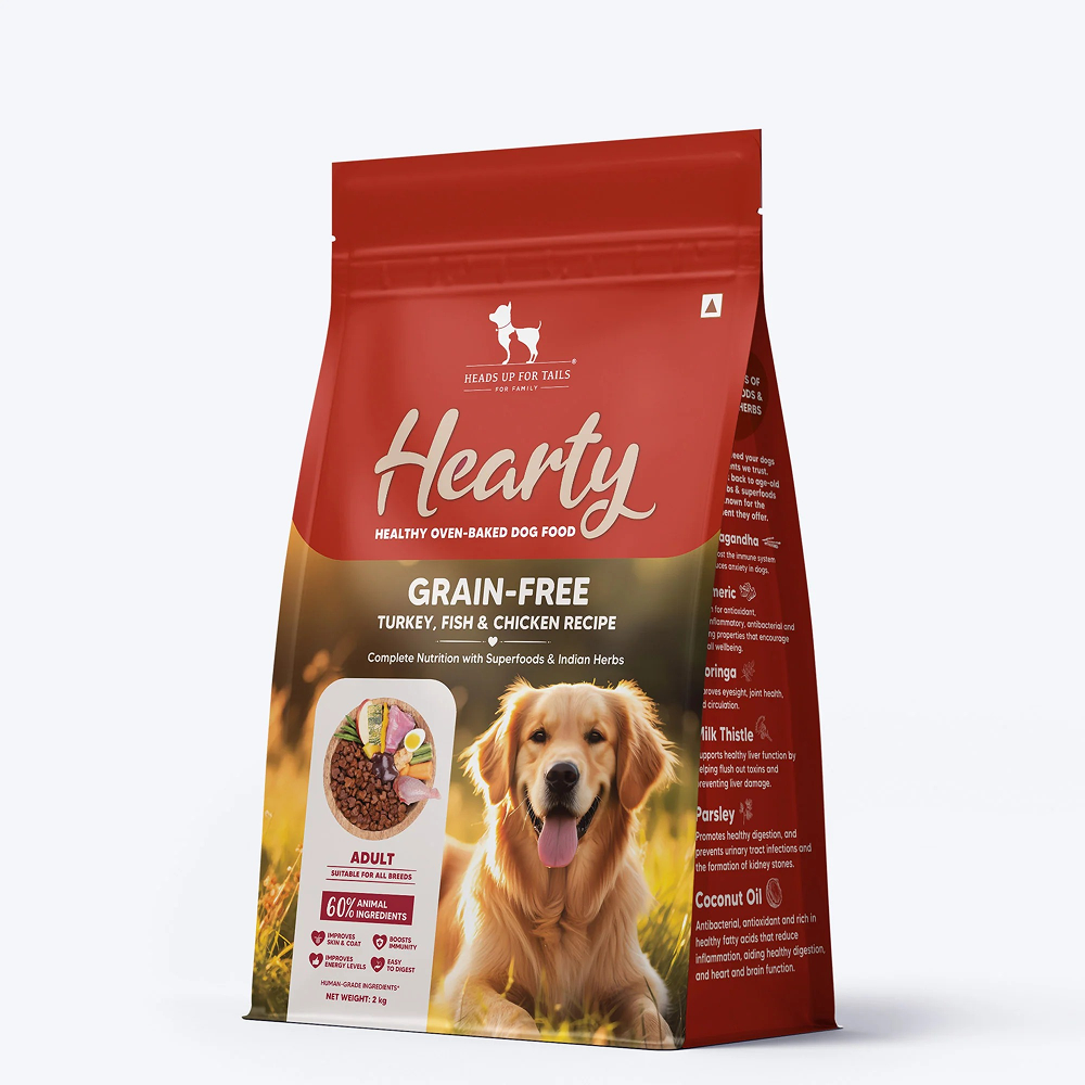 HUFT Hearty Oven Baked Grain Free Turkey, Fish & Chicken with Superfood Adult Dog Dry Food Dogs- Dry Food Heads Up for Tails