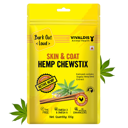 Bark Out Loud Skin & Coat Hemp Chew Stix for Dogs and Cats Dog Treats + Others Bark Out Loud 100g