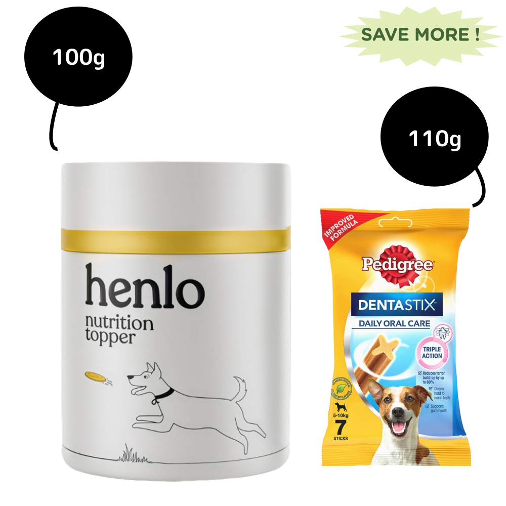 Henlo Everyday Topper for Home Cooked Food and Pedigree Dentastix Small Breed Dog Combo