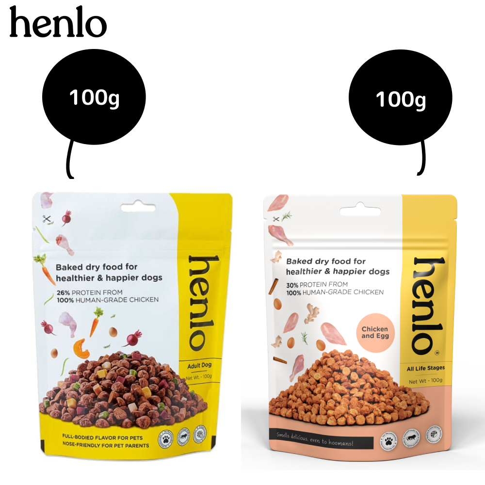 Henlo Baked Chicken and Egg & Chicken and Vegetable Dry Food for Dogs