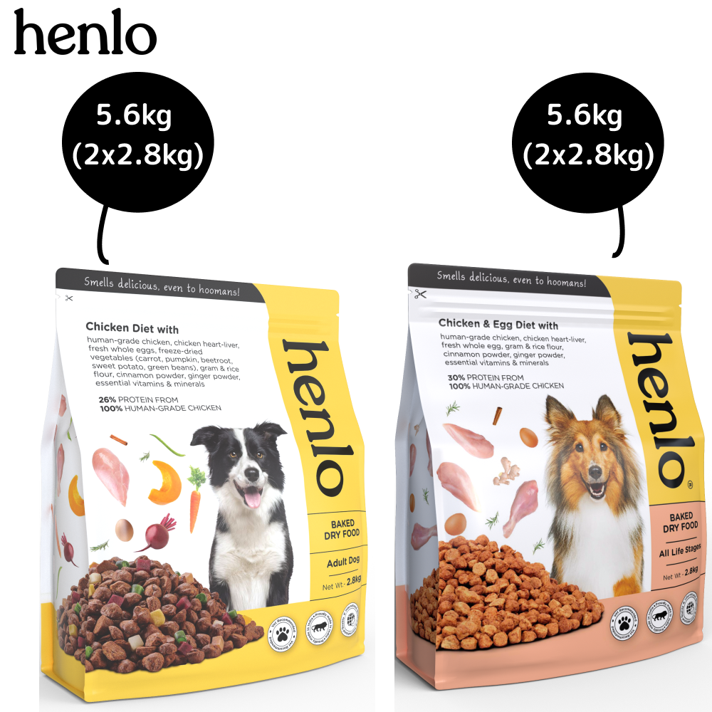 Henlo Baked Chicken and Egg & Chicken and Vegetable Dry Food for Dogs