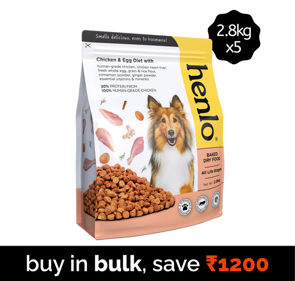 Henlo Chicken and Egg Baked Dry Food for Adult Dogs & Puppies | 100% Human Grade Ingredients