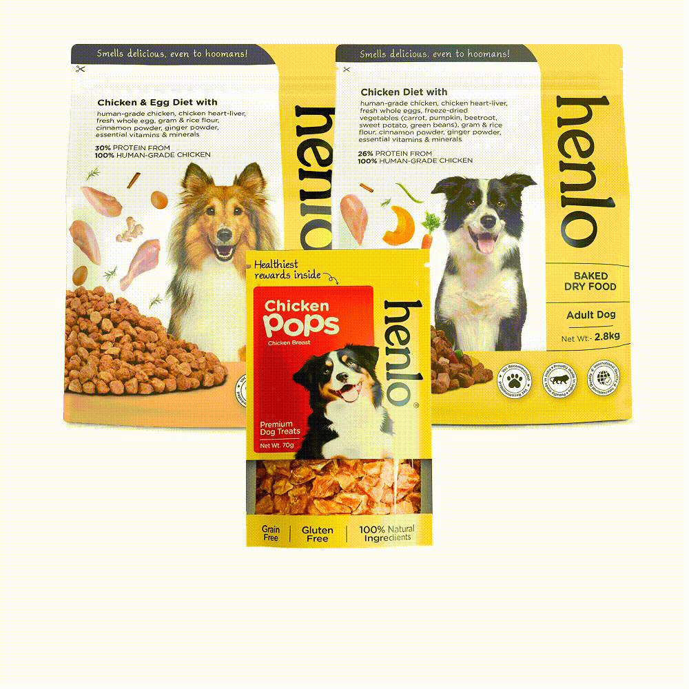 Henlo Chicken & Vegetable and Chicken & Egg Baked Dry Food for Adult Dogs Combo