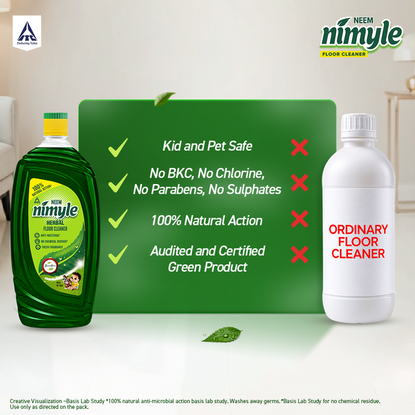Nimyle Neem Herbal Based 99.9% Anti Bacterial Liquid Floor/Surface Cleaner for Kids & Pets