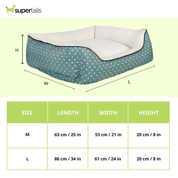 Pawpourri Polka Dot Cuddler Bed for Dogs and Cats (Teal)