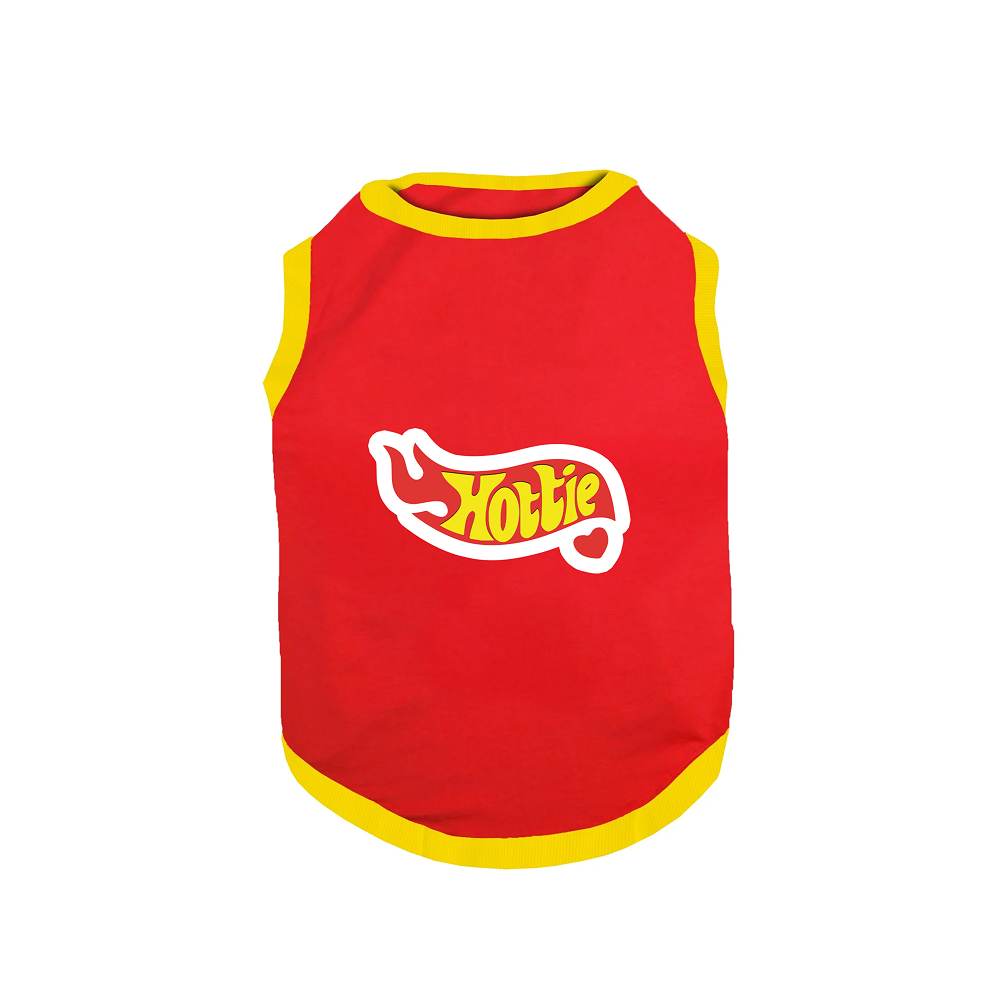 PawsIndia Hottie Printed with Ribbed Sleeves TShirt for Dogs (Red) Dogs-Clothing & Accessories Pawsindia Dropship