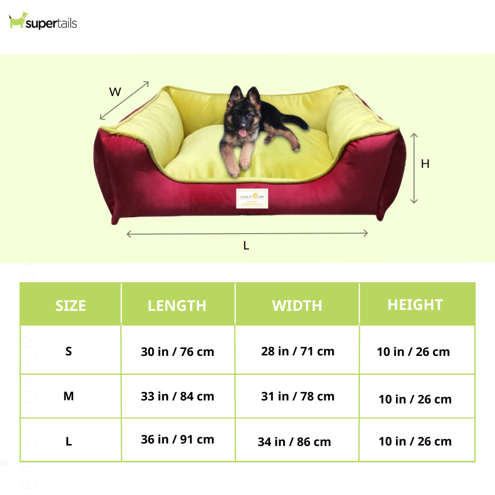 House of Furry Turkish Velvet Bolster Rosa Bed for Dogs and Cats (Multicolor)