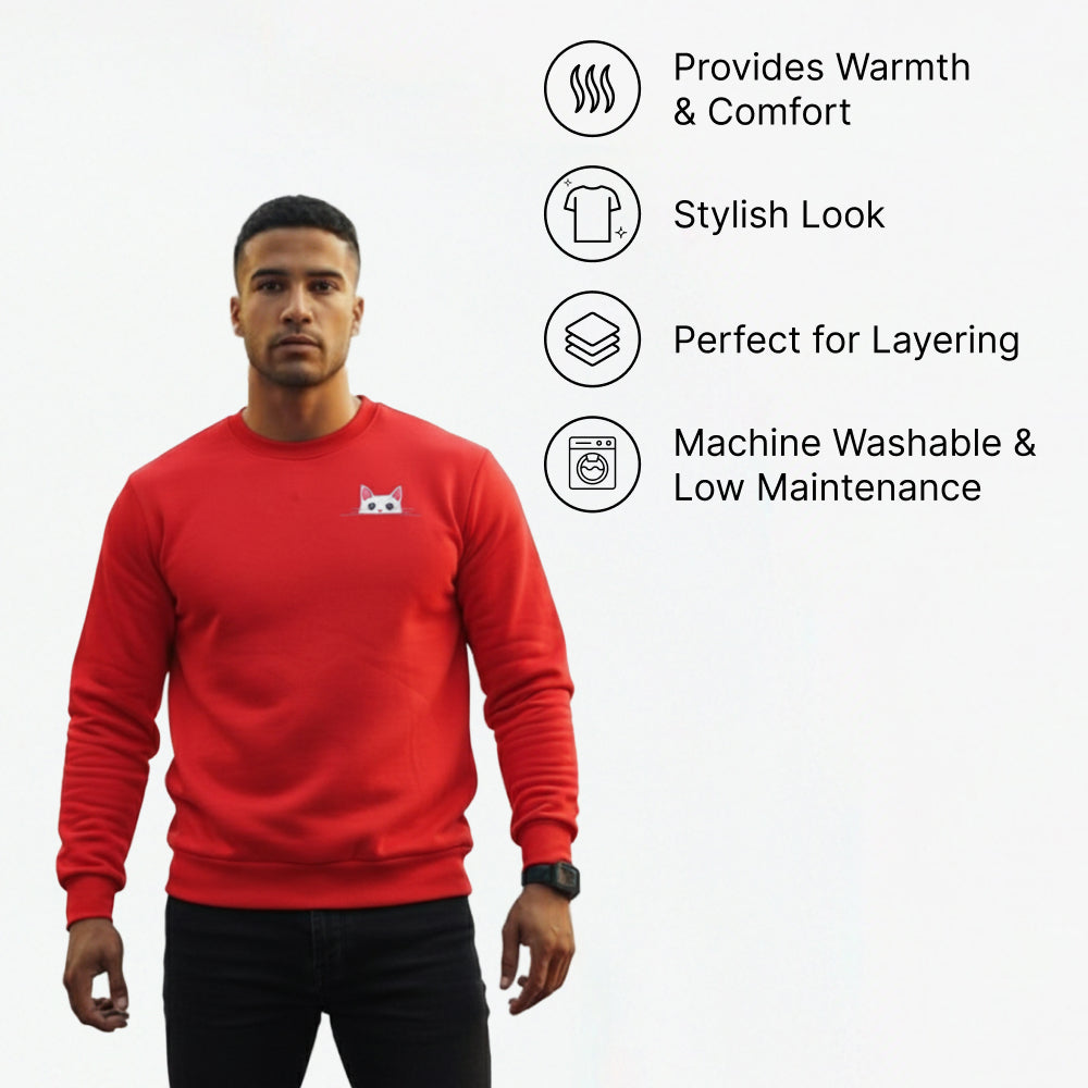 Cat Parent Sweatshirt For Men and Women (Red) Pet Parent-Clothing & Accessories Skatrs