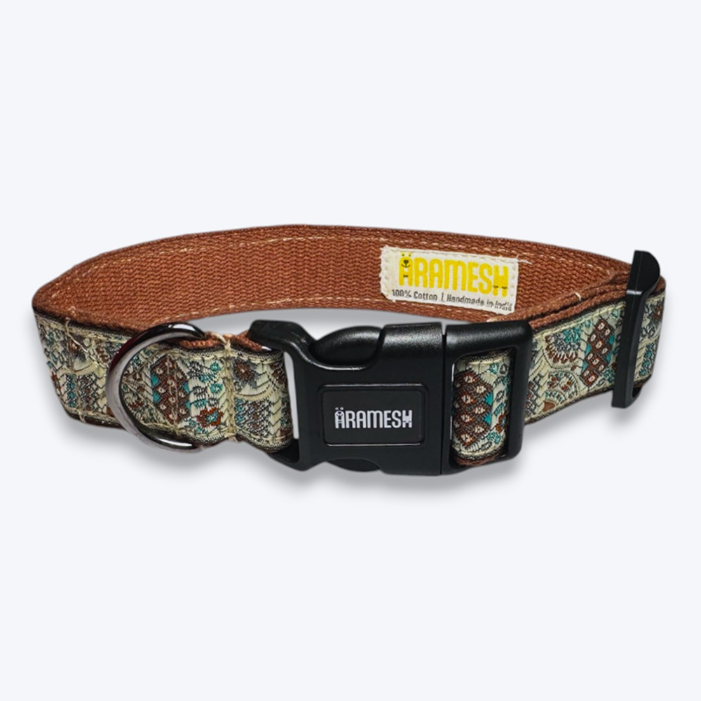 Aramesh Sultan Paws Adjustable Collar for Dogs (Brown and Cream) Dogs-Collar, Leashes, harnesses Aramesh Dropship M
