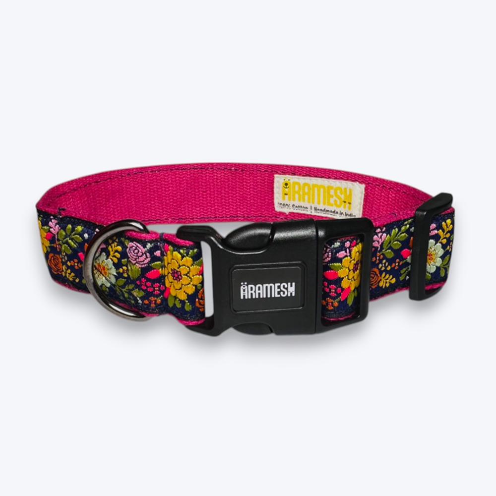 Aramesh Coastal Bloom Adjustable Collar for Dogs (Pink and Navy blue) Dogs-Collar, Leashes, harnesses Aramesh Dropship M