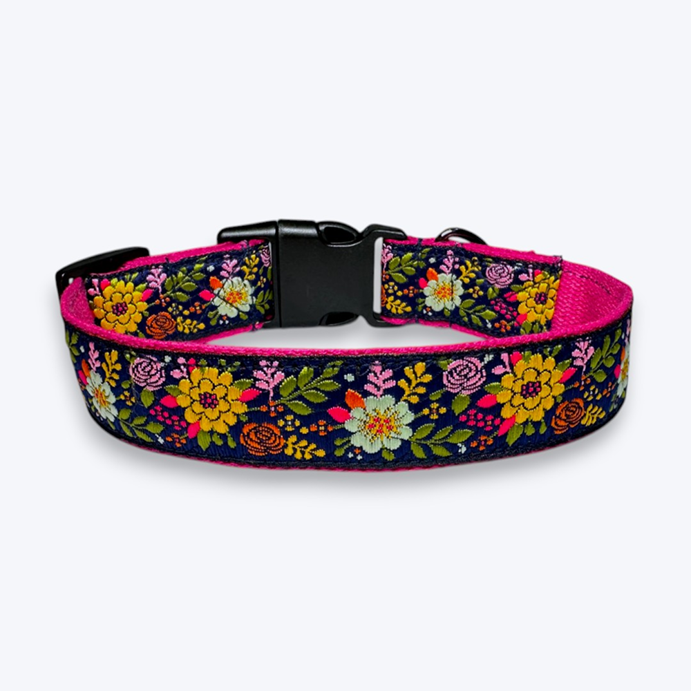 Aramesh Coastal Bloom Adjustable Collar for Dogs (Pink and Navy blue) Dogs-Collar, Leashes, harnesses Aramesh Dropship