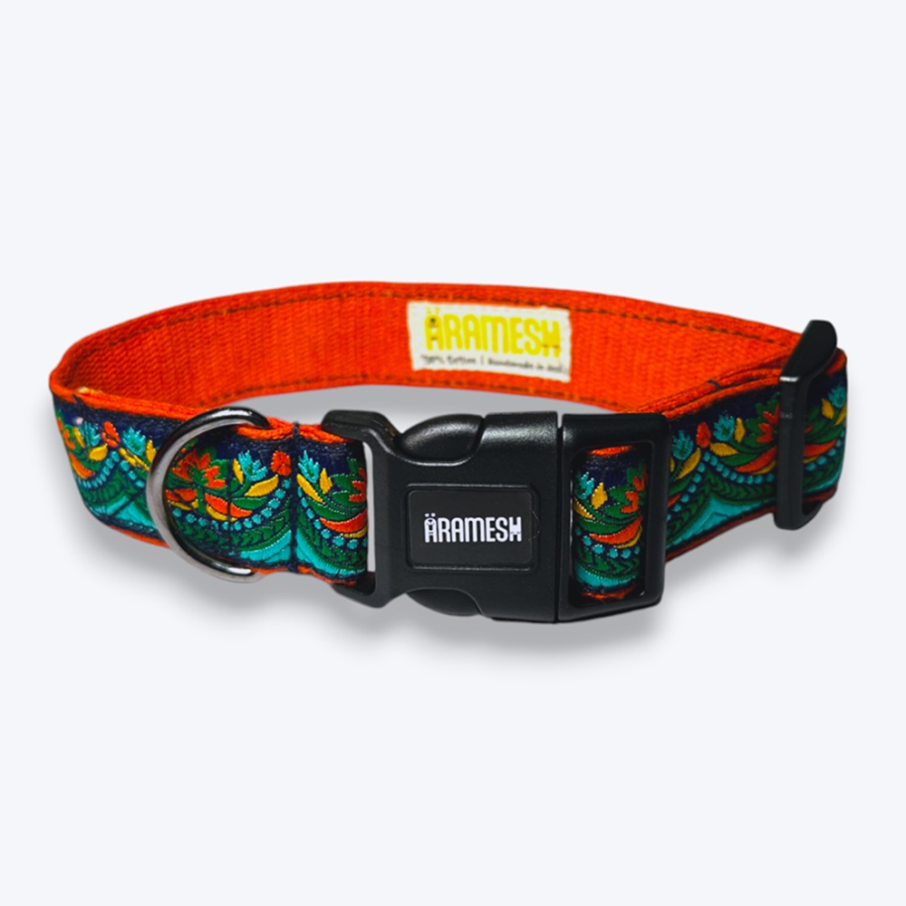 Aramesh Fire and Ice Adjustable Collar for Dogs (Orange and Green) Dogs-Collar, Leashes, harnesses Aramesh Dropship M
