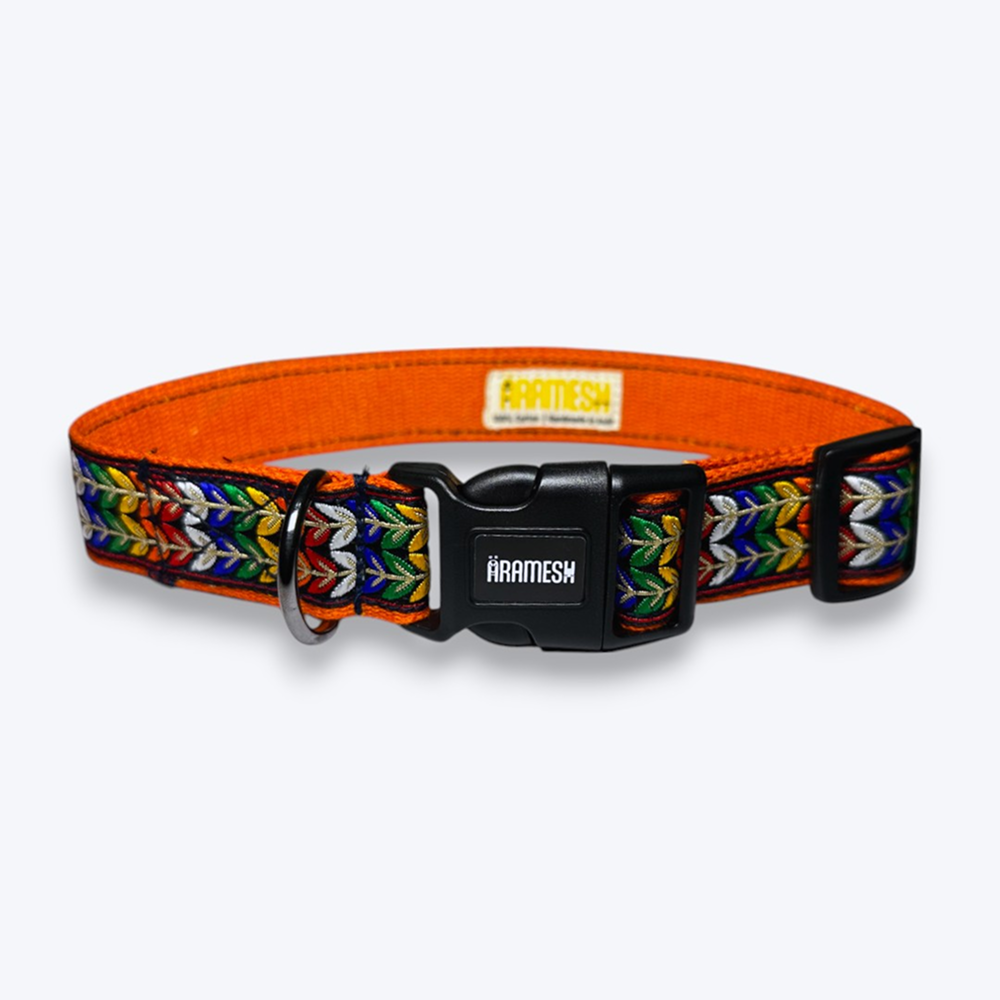 Aramesh Colourful Trails Adjustable Collar for Dogs (Orange) Dogs-Collar, Leashes, harnesses Aramesh Dropship M