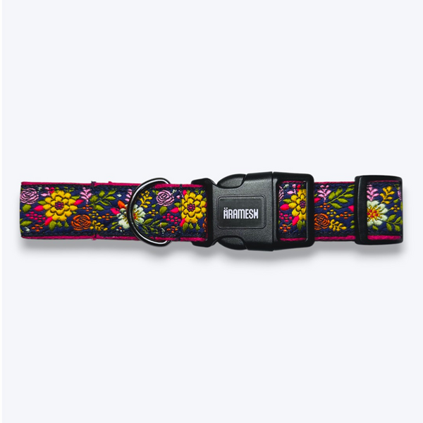 Aramesh Coastal Bloom Adjustable Collar for Dogs (Pink and Navy blue)