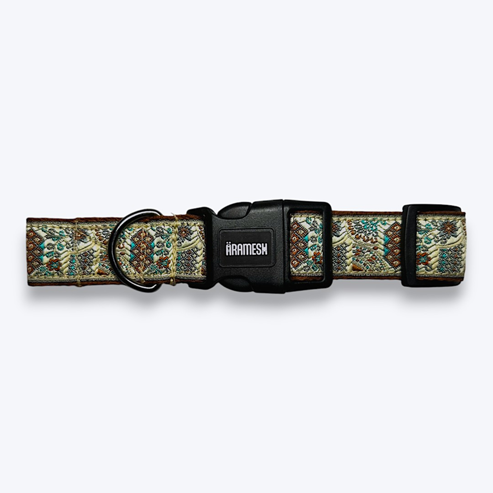 Aramesh Sultan Paws Adjustable Collar for Dogs (Brown and Cream) Dogs-Collar, Leashes, harnesses Aramesh Dropship