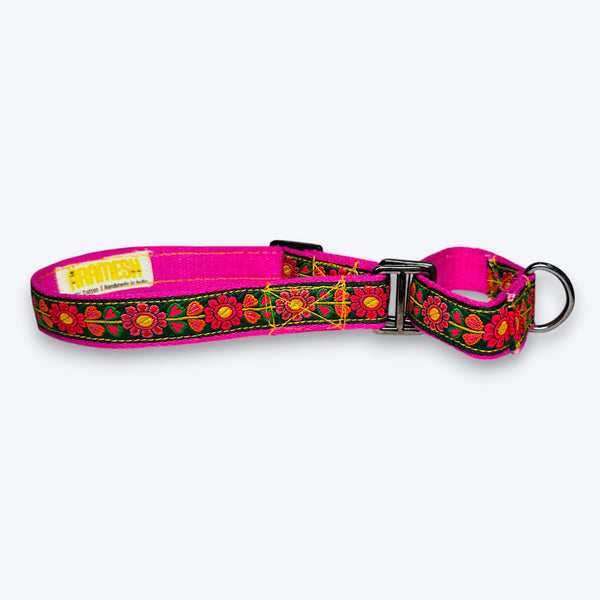 Aramesh Emerald Glow Martingale Collar for Dogs (Pink and Green)
