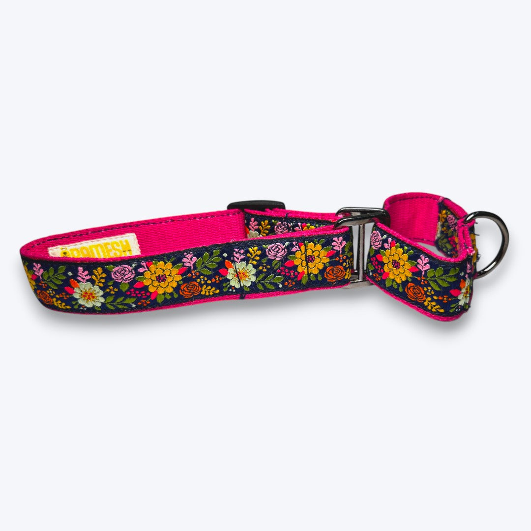 Aramesh Coastal Bloom Martingale Collar for Dogs (Pink and Navy Blue) Dogs-Collar, Leashes, harnesses Aramesh Dropship