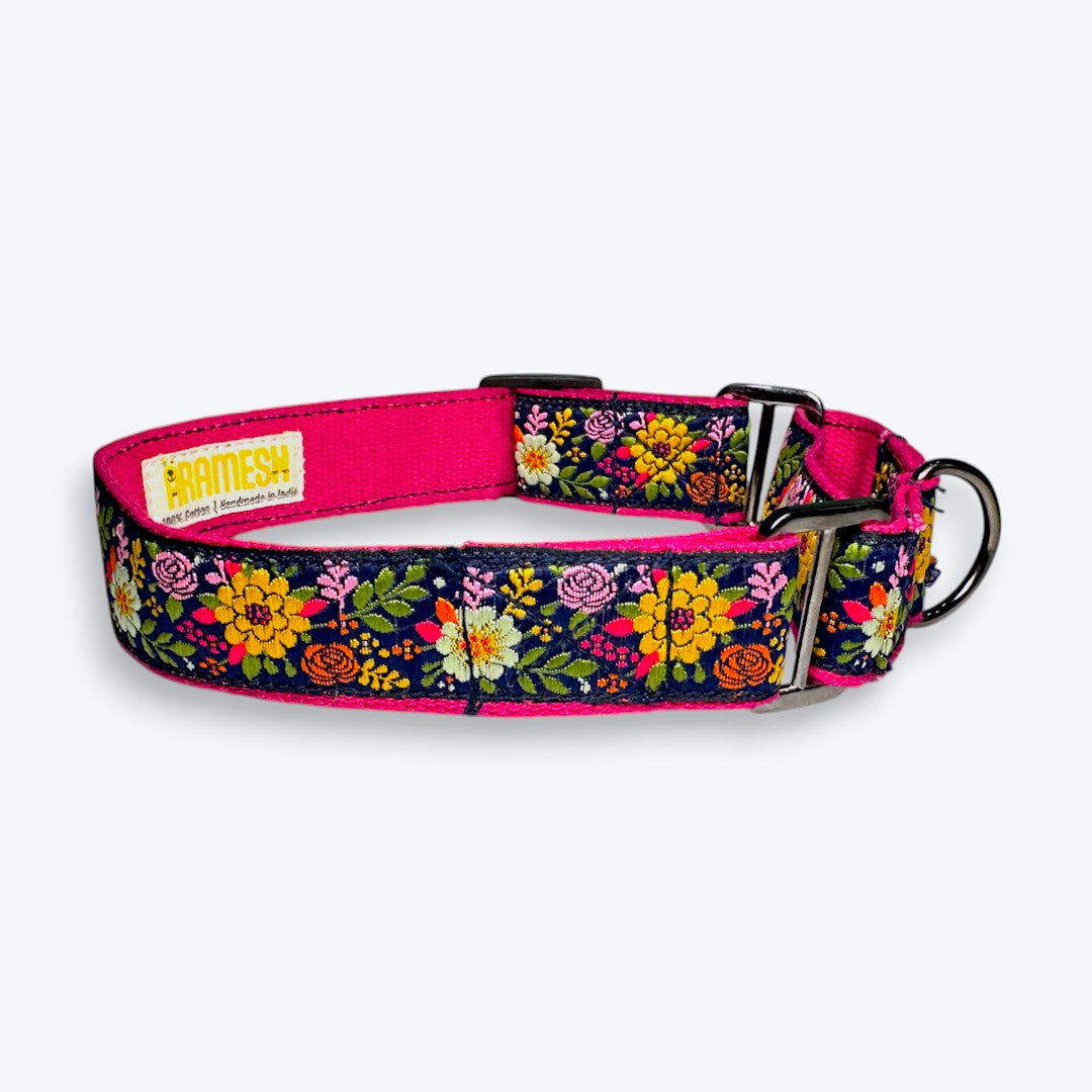 Aramesh Coastal Bloom Martingale Collar for Dogs (Pink and Navy Blue) Dogs-Collar, Leashes, harnesses Aramesh Dropship