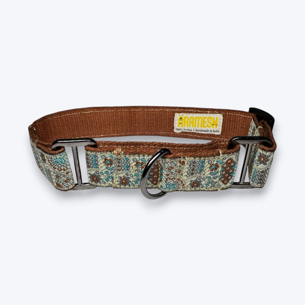 Aramesh Sultan Paws Martingale Collar for Dogs (Brown and Cream)