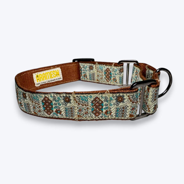 Aramesh Sultan Paws Martingale Collar for Dogs (Brown and Cream)
