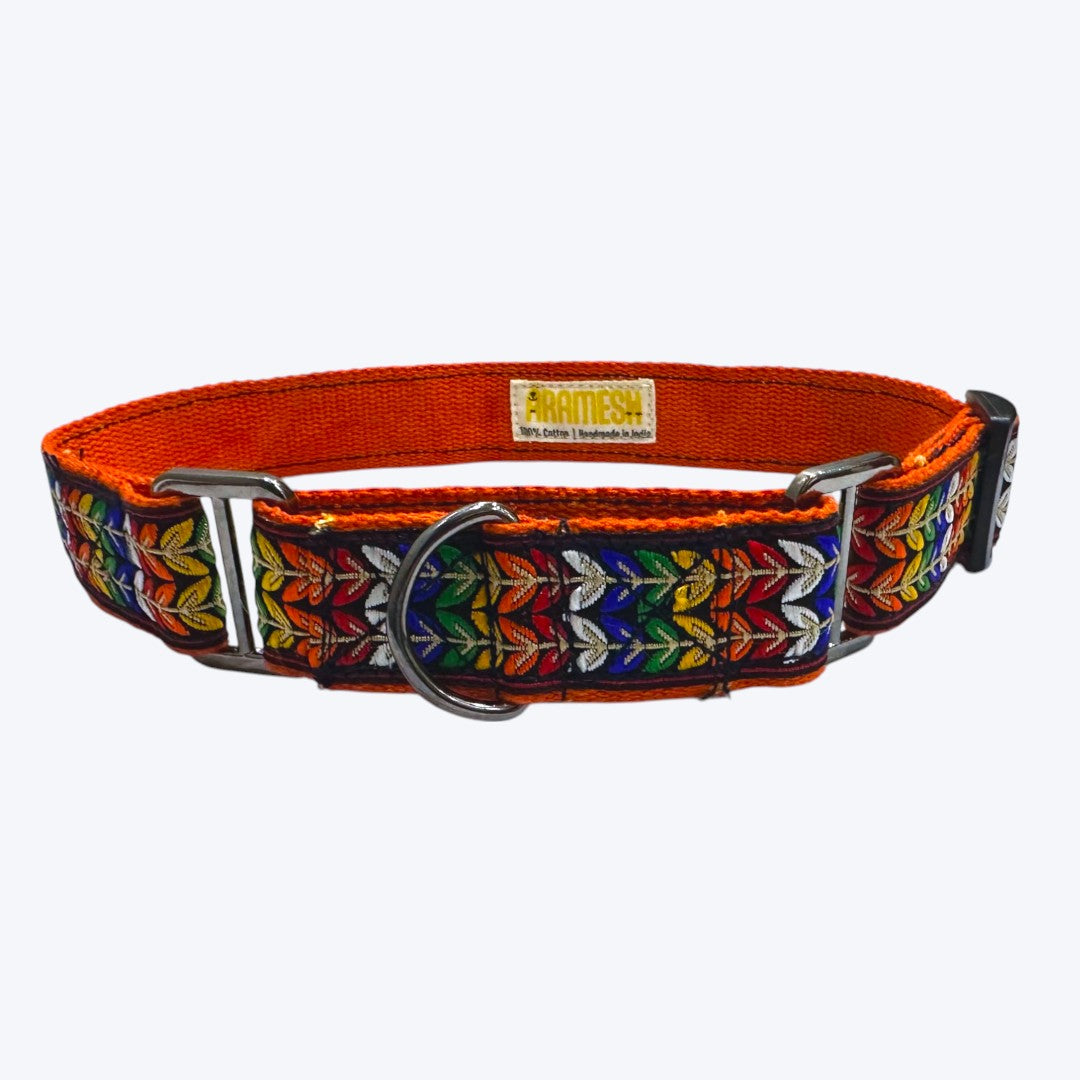 Aramesh Colourful Trails Martingale Collar for Dogs (Orange) Dogs-Collar, Leashes, harnesses Aramesh Dropship S