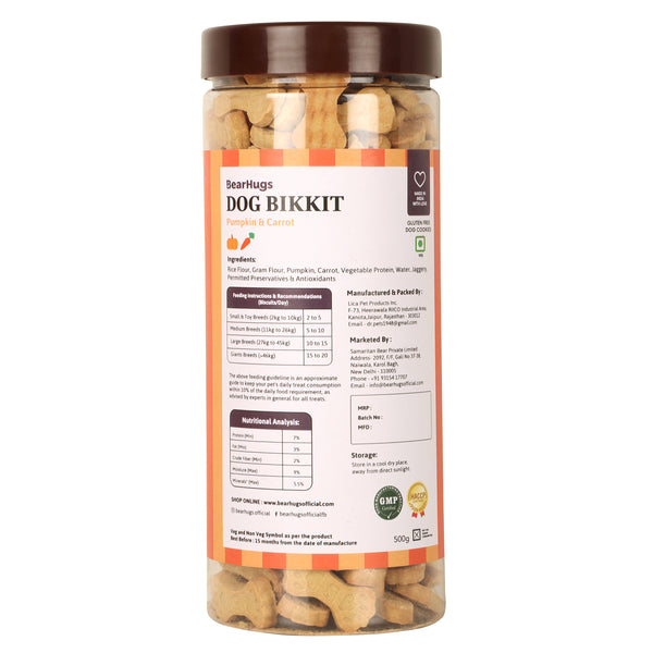 BearHugs Pumpkin & Carrot Bikkit Gluten Free Cookies Dog Treats